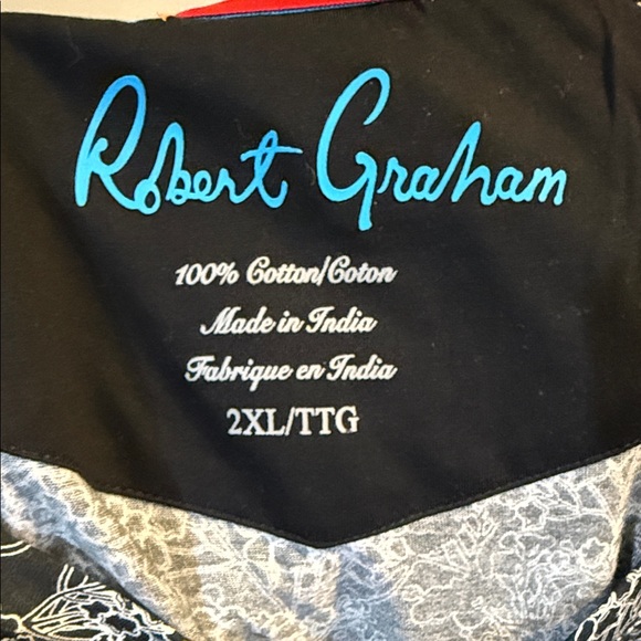 Robert Graham Black and Blue Graphic T-Shirt - Picture 2 of 2